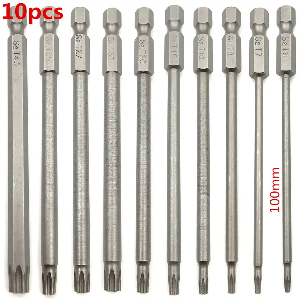 

10pcs 100mm Alloy Steel S2 Precision Hollow Batch Head 100mm Medium Torx Screwdriver Hole Plum Blossom Head Screwdriver Set