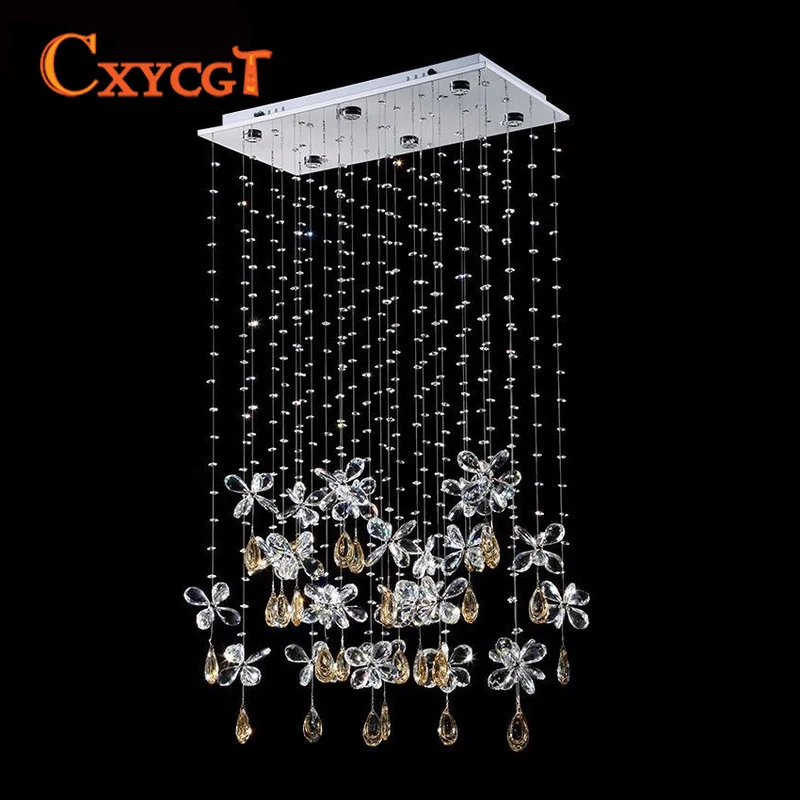 

Luxury Butterfly Crystal Chandelier For Dining Room Rectangle Modern LED String Crystal Lighting Fixture 6 Lights Cristal Lustre
