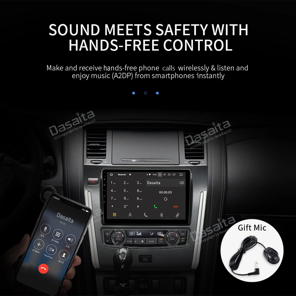 Perfect Dasaita 1 Din Car Radio GPS Android 9.0 for Nissan Patrol 2018 with 10.2" IPS Touch Screen MP3 player Navigation 4*50W 14