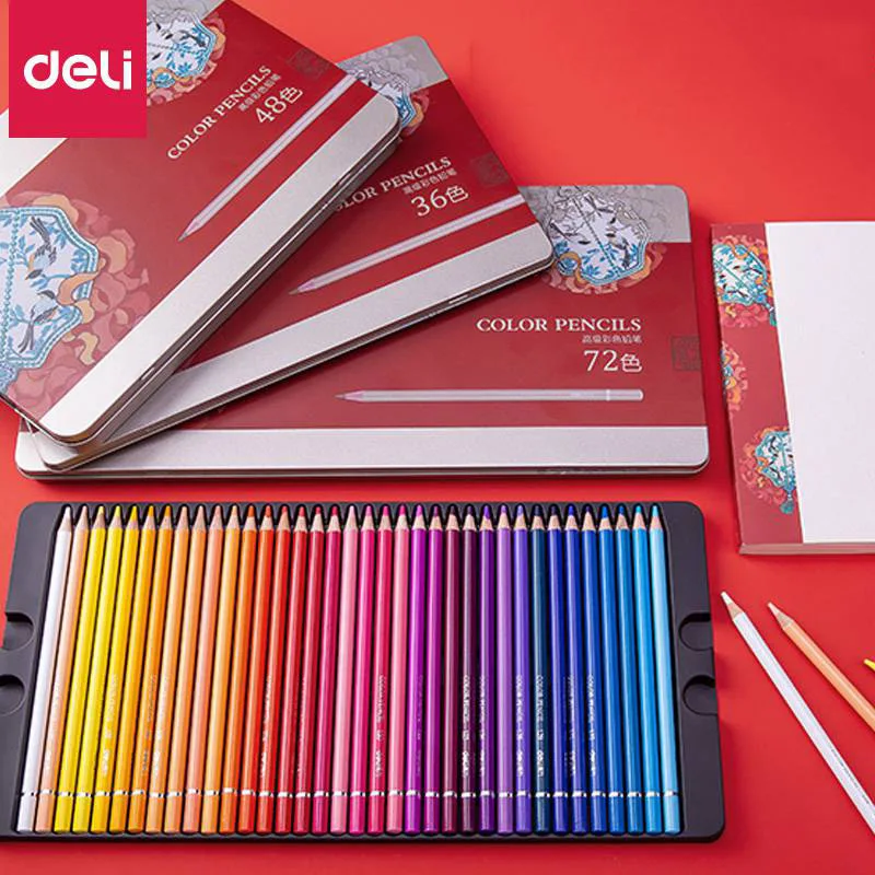 

Deli Oily Colored Pencil Set 36/48/72 Colors Oil Painting Drawing Art Supplies For Write Drawing Lapis De Cor Art Supplies