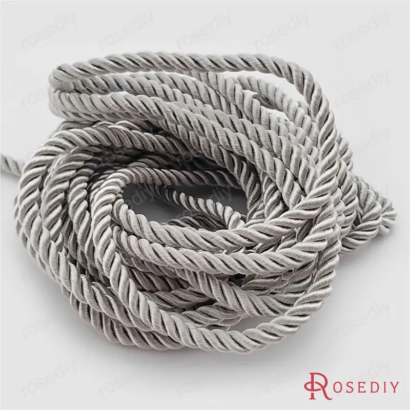 (29966)10 Meters 5mm Satin Polyester Cords Three strands of Rope Diy Jewelry Findings Accessories 