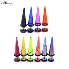 Alisouy 2pc uv acrílico ilusão orelha falso cheater maca taper pico cheater plug túnel expansor brincos calibres corpo jóias