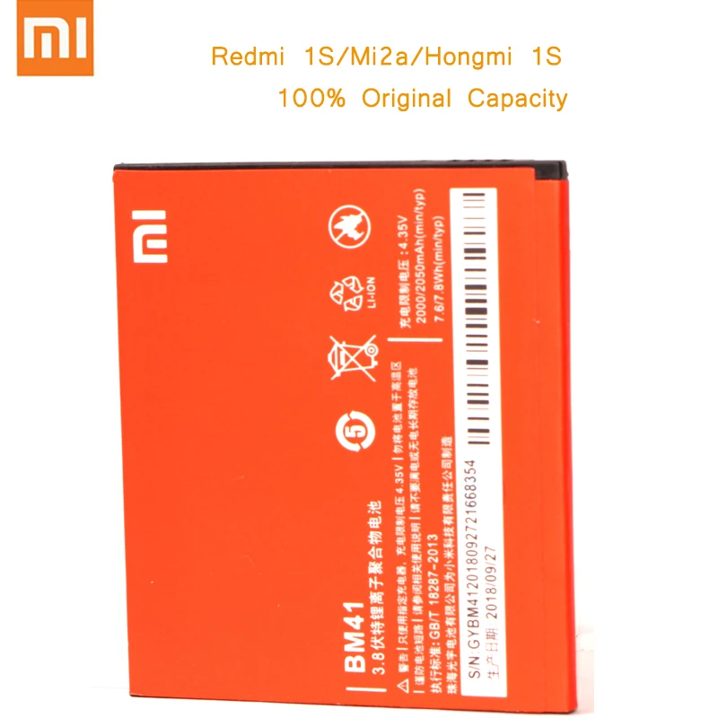 Original Phone Battery for Redmi 1 1S 2 Battery Xiaomi hongmi BM41 Batteries Bateria Red rice 1 1S 2 battery