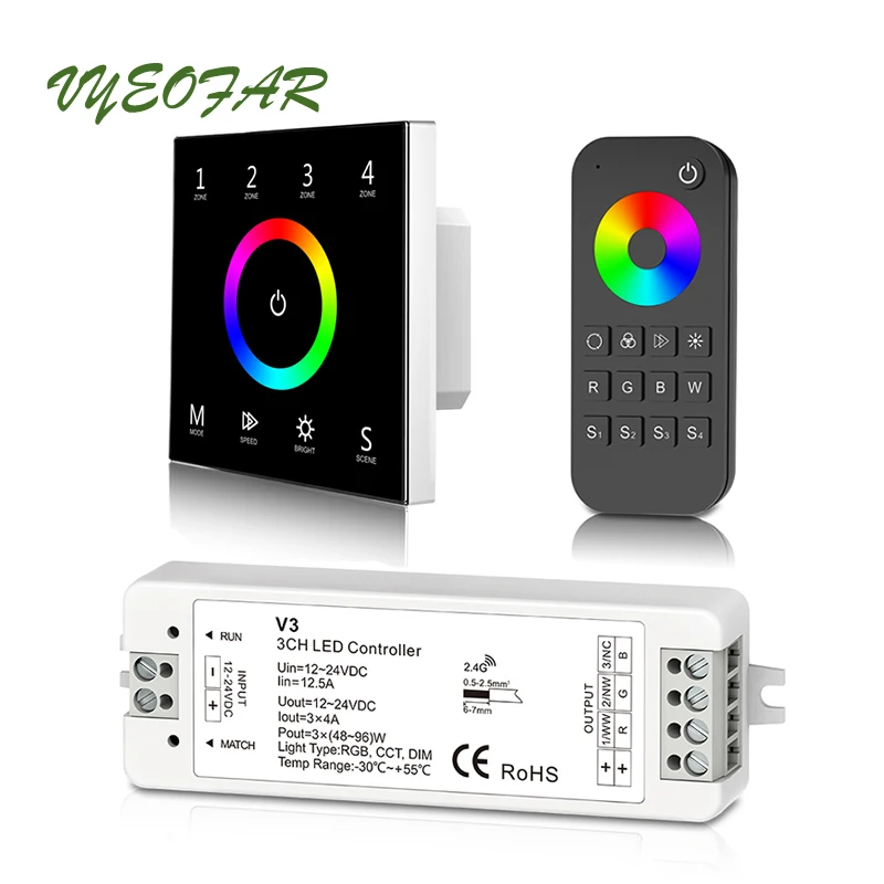 Настенная панель управления светодиодной лентой RGB ler 220 В Выходной приемник 4A * 3CH