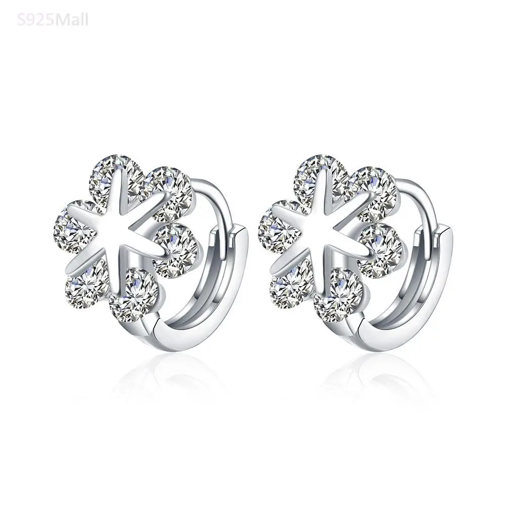 Jewelry Classic flower Jewelry clip on earrings For Women CZ Silver plated earring Jewelry  Fine clip earring