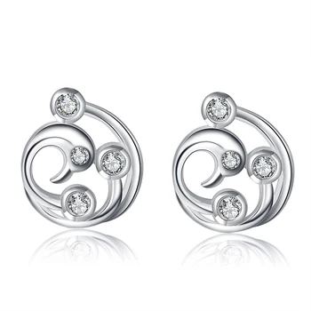 

Dolphin Jewelry Earring Silver Zircon Diamond Earrings Stud Wedding Jewelry Female Sterling Silver Earring White Gold Plated