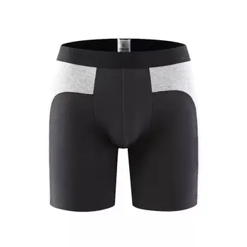 

new product 2019 solid color breathable soft cotton long boxer men underwear 2pcs for gym running
