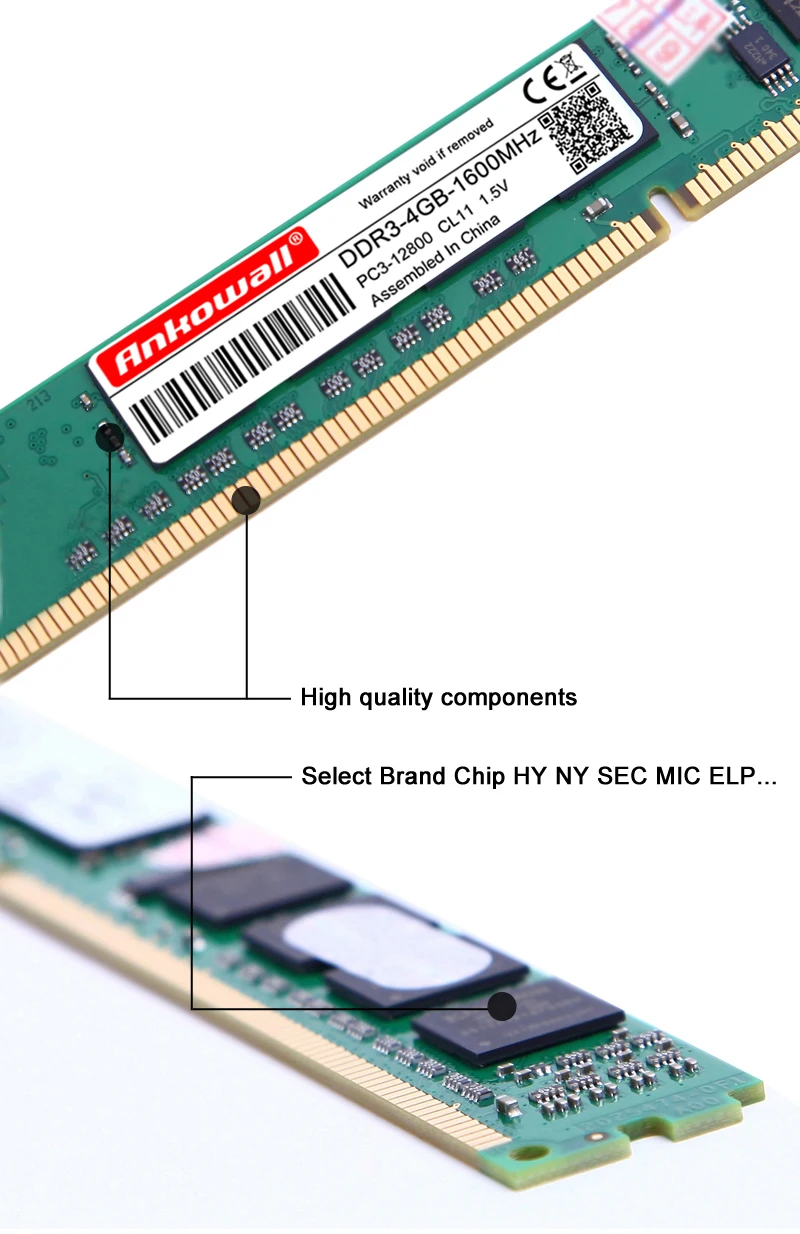 Оперативная память ANKOWALL DDR3 4 Гб+ 4 Гб = 8 Гб 1333 МГц 1600 МГц PC3-10600/12800 для настольных компьютеров Память DIMM 1,5 в 240Pin 2 шт./лот