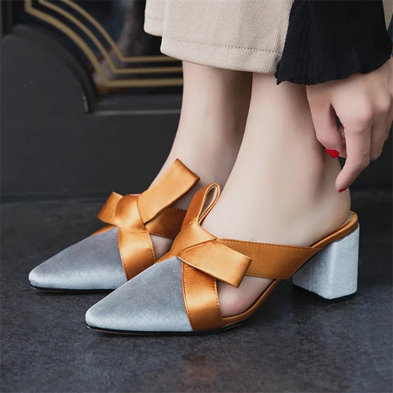 

Women's sandals summer sandals women's baotou thick with casual shoes pointed elegant sandals