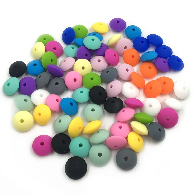 

10Pcs 12MM Silicone Lentil Beads BPA Free Food Grade Abacus Beads For Pacifier Chain Making Baby Teething Teether Toys