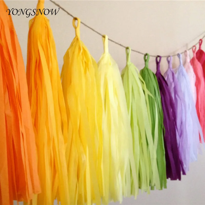 5 sheets 12*35cm Tissue Paper Tassels Garland Party Tassels DIY Wedding Backdrop Chair Table Decoration Crafts Supply