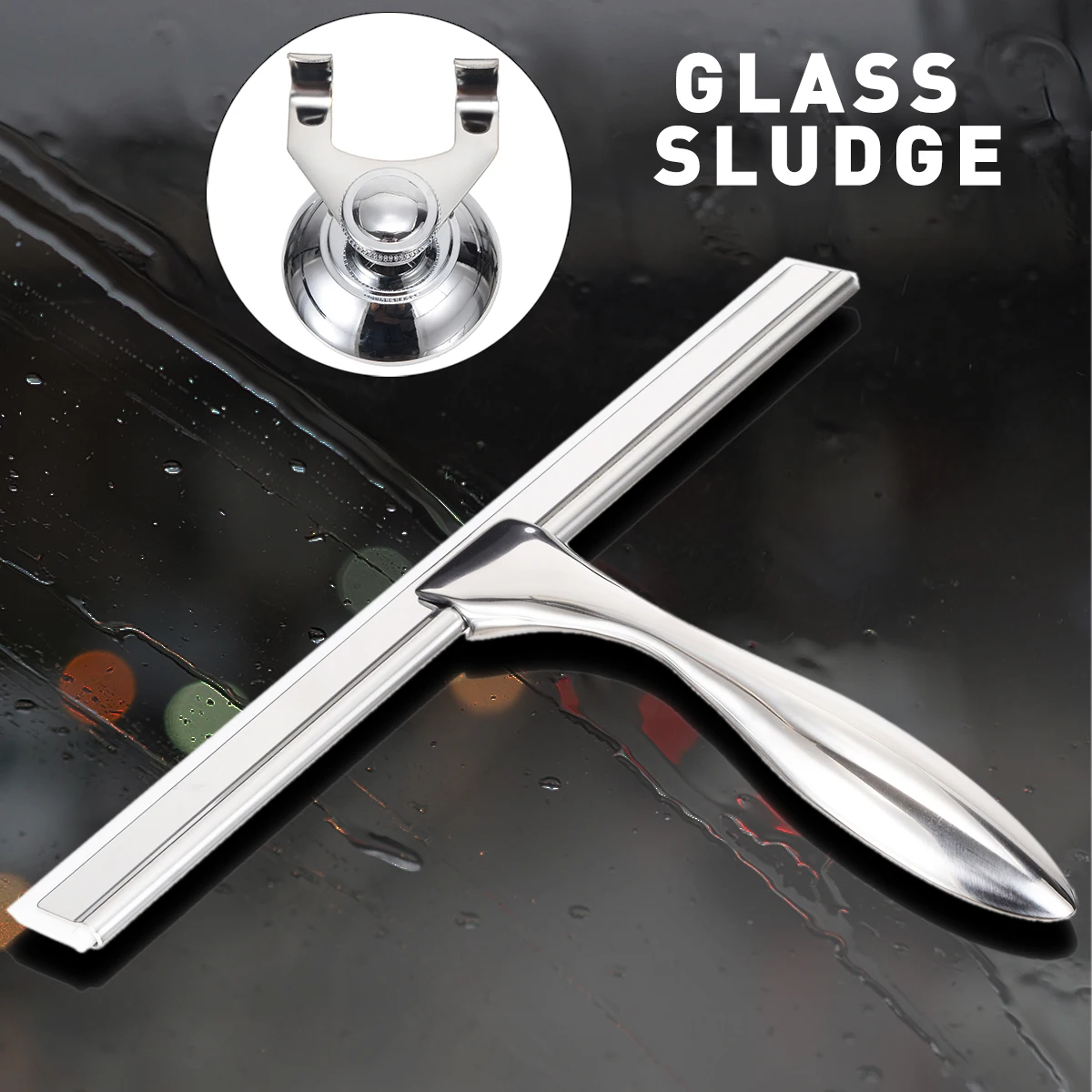 1set Glass Window Squeegee Cleaner Shower Bathroom Mirror Rubber Wiper with Suction Cup Water Vapor Removal for Home