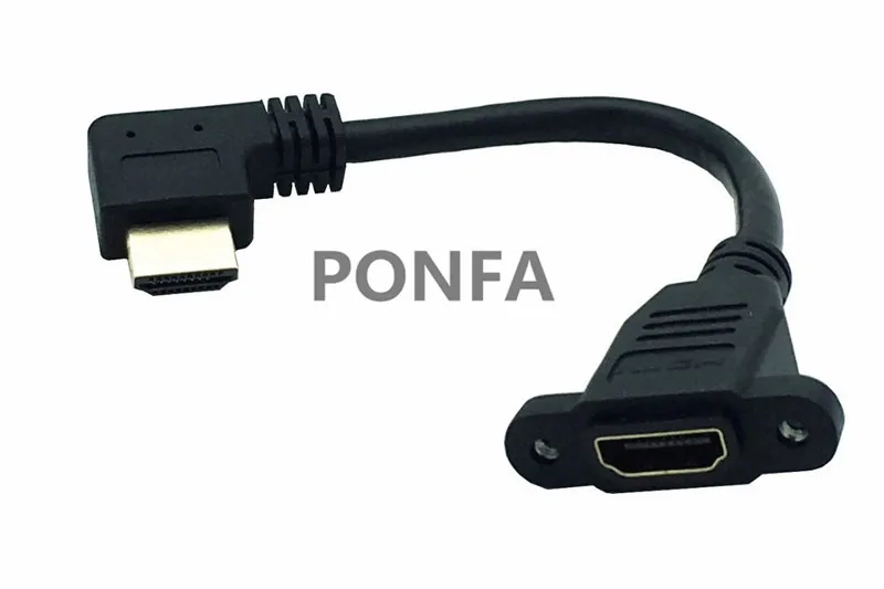 HDMI 2,0 4 К * 2 К кабель 60 Гц HDMI 2,0 В v2.0 вправо-влево вверх вниз угол мужской женщин для монтажа в панель с винтами HD кабель-удлинитель 15 см