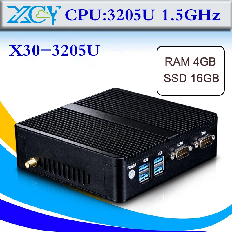 Fanless Mini PC,3205U,4G RAM+16G SSD+WIFI HD Video,LAN,HDMI+VGA,Computer Case,Mini Hosts,Windows 7,Tablet