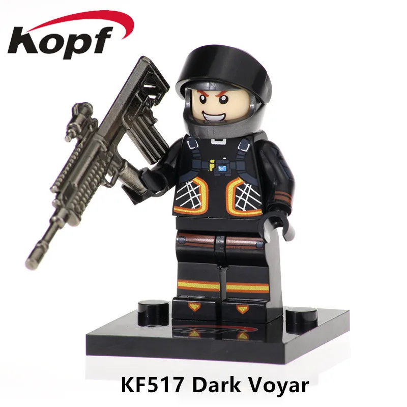 

KF517 Building Blocks Game Fortnight Battle Royale Dark Voyar With Real Metal Weapon Model Figures Bricks For Children Gift Toys