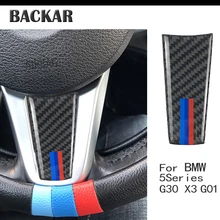 Backar стайлинга автомобилей углеродного волокна руль подкладке наклейки для BMW 5 серии G30 X3 G01 M Performance аксессуары