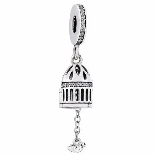 

Original 925 Sterling Silver Charm Vintage Openwork Birdcage Floating Bird Bead Fit Pandora Bracelet & Necklace Diy Jewelry