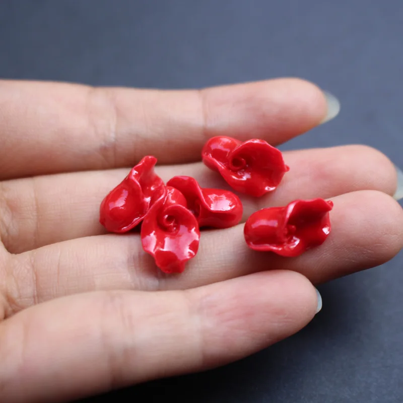 

20pcs Red Calla Beads Synthentic Coral beads 7mm*14mm for Jewelry making