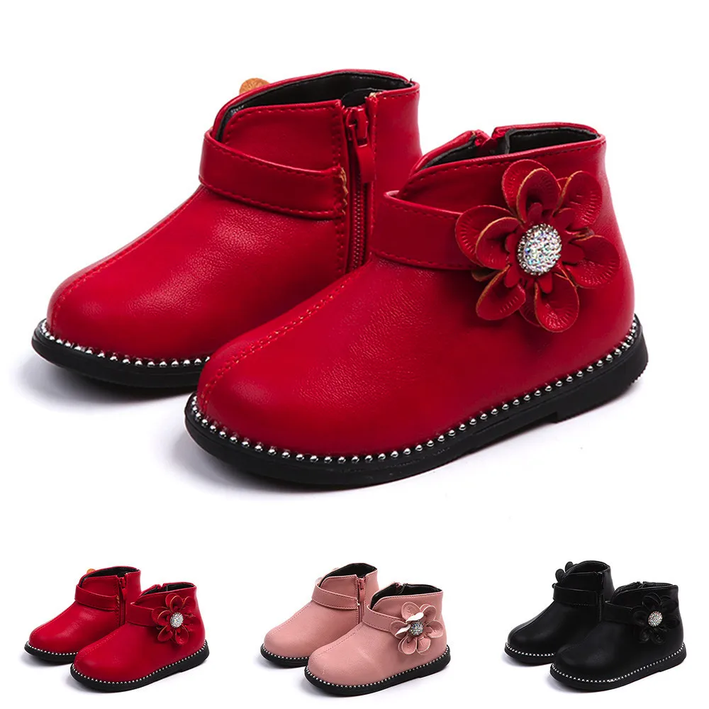 

MUQGEW Baby Children Warm Girls Martin Sneaker Snow Boots Kids Baby Casual Floral Shoes girls shoes