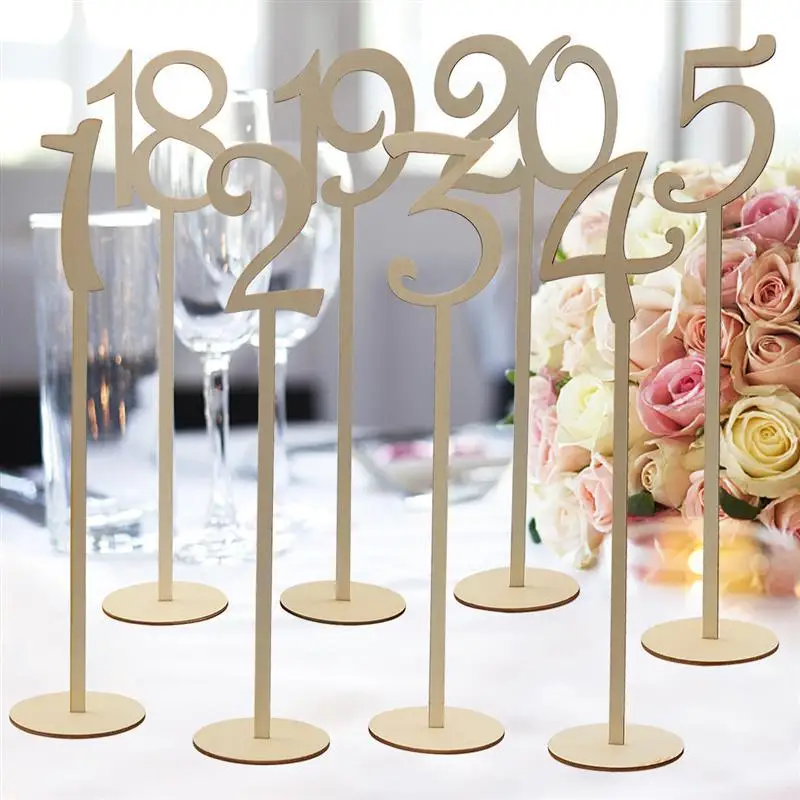 

Wood Color Table Number Table Card Wedding Decoration Event Evening Supply Home Decoration With Holder Base