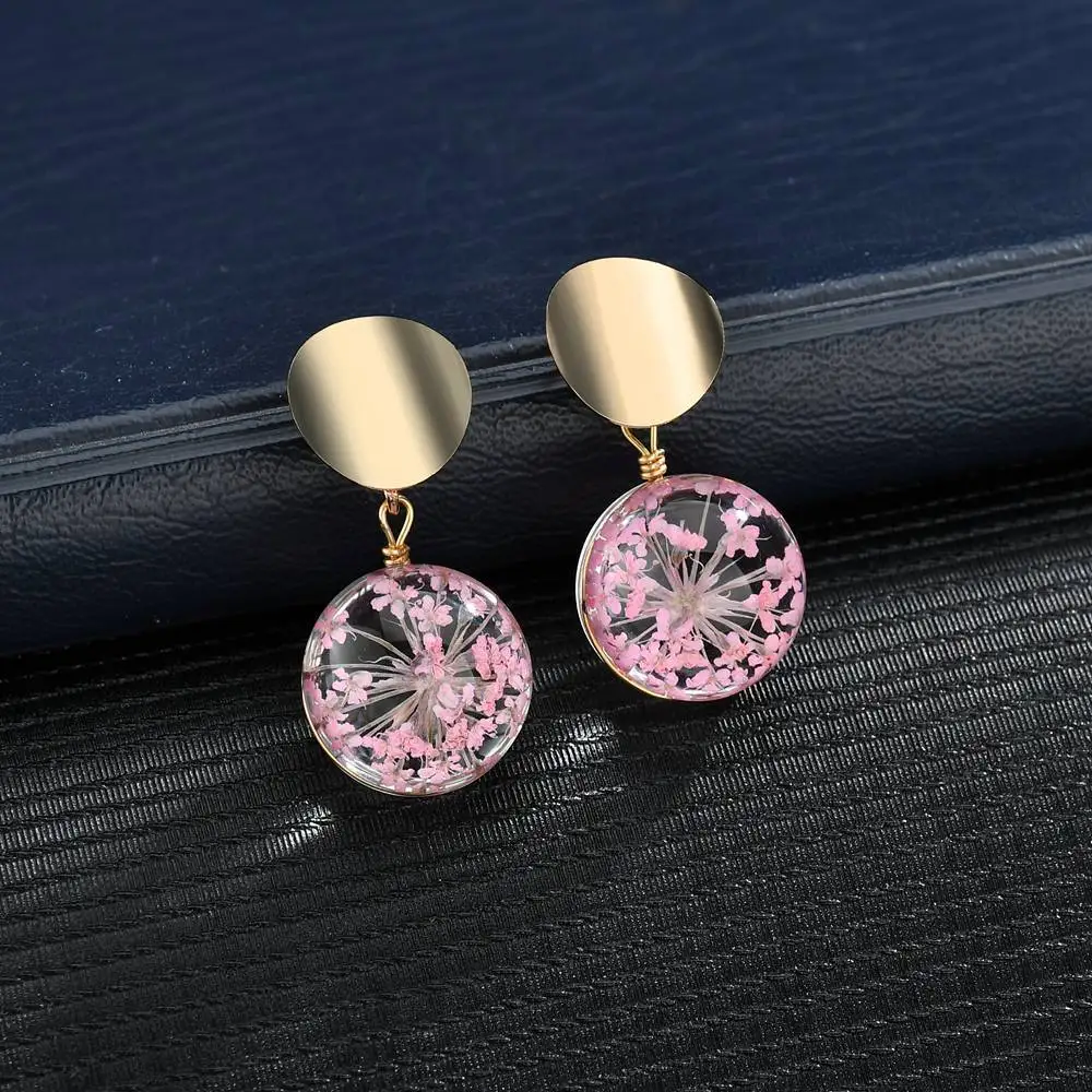 

Korean Fashion Glass Ball Flower Earrings Sequin Metal Earrings For Women Accessories Elegant Bohemian Jewelry Designer Earring