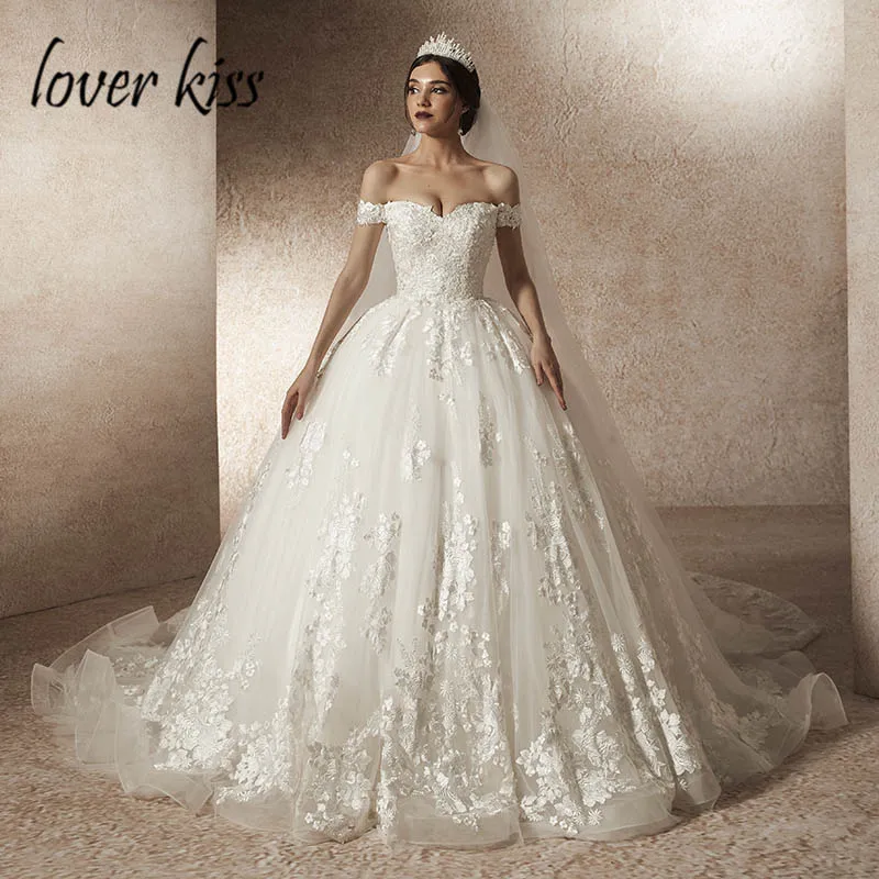 Lover Kiss Vestido De Noiva роскошное кружевное свадебное платье принцессы с открытыми плечами тюлевые Свадебные платья для невесты robe de mariage