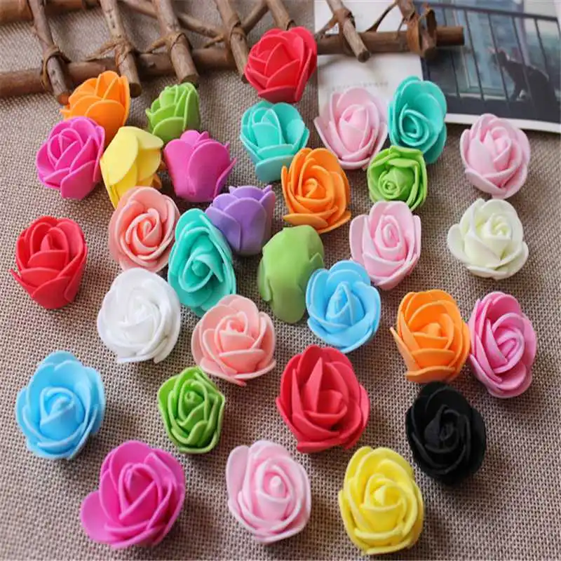

100pcs PE Foam fake flower roses head artificial flowers cheap wedding decoration for scrapbooking gift box diy wreath