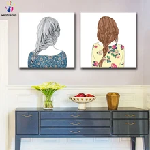 DIY цветные картинки по номерам с цветами длинношерстная девушка задняя Картина Рисунок Живопись по номерам в рамке