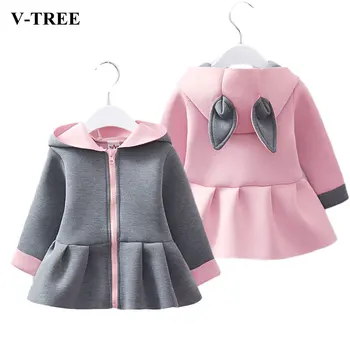 

Cartoon Jacket For Girls Rabbit Ears Baby Girl Jacket Long Sleeve Children Coat Kids Outerwear 1-3yrs Toddler Hoodies