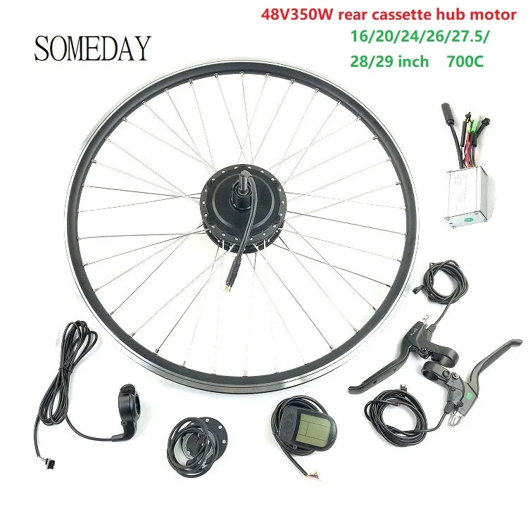 Когда-нибудь 48V350W E-bike конверсионный комплект с дисплеем LCD5 16 20 24 26 27,5 28 29 700C Электрический велосипед задний Кассетный концентратор двигателя