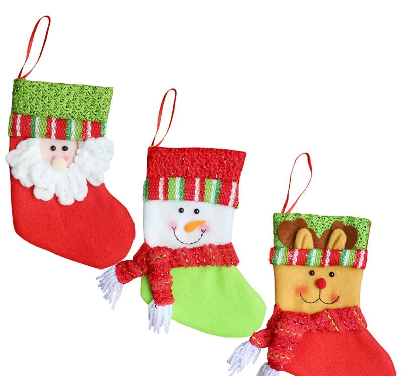 Год рождественские чулки подарок мешок подарков Поставки Декор Санта-снеговик оленей Hristmas дома Noel украшение натальной Рождество