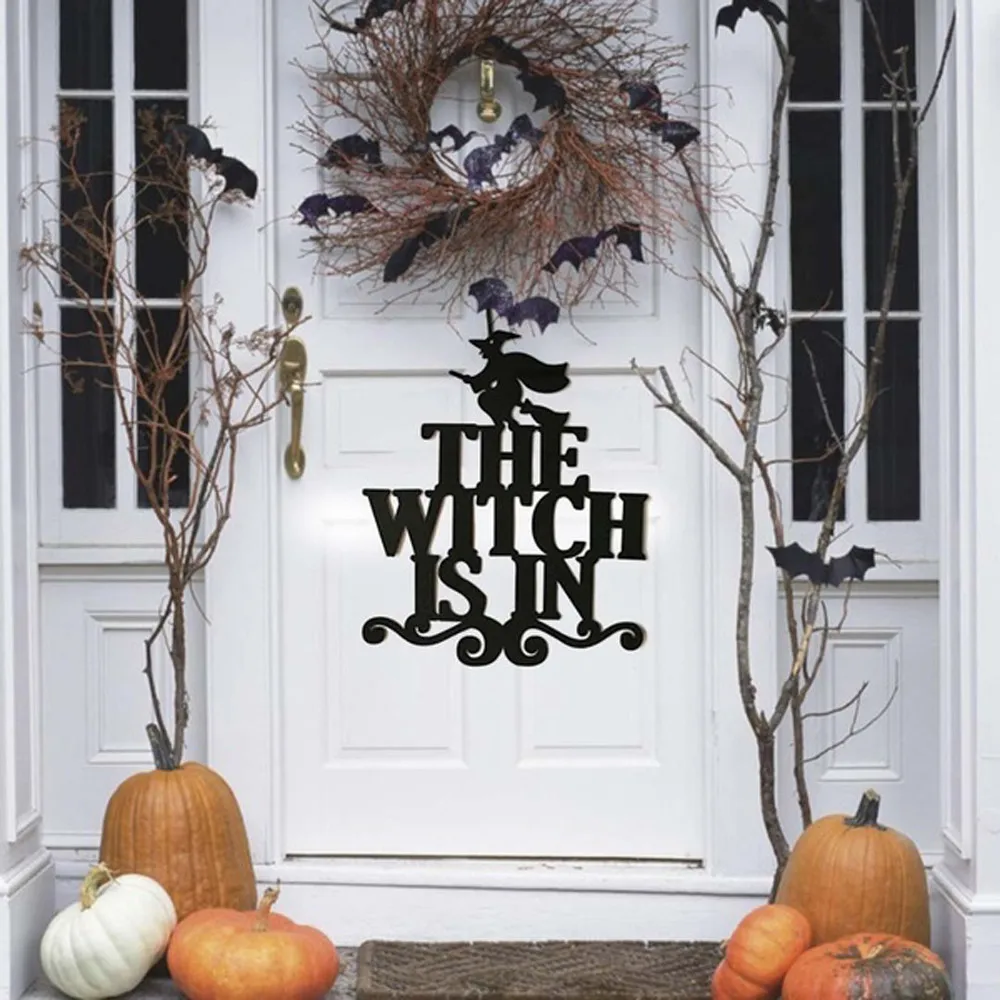 

Halloween Hanging Sign Door Hanging Decoration Non-woven Halloween Party Supplies The Witch Is In Halloween #T10