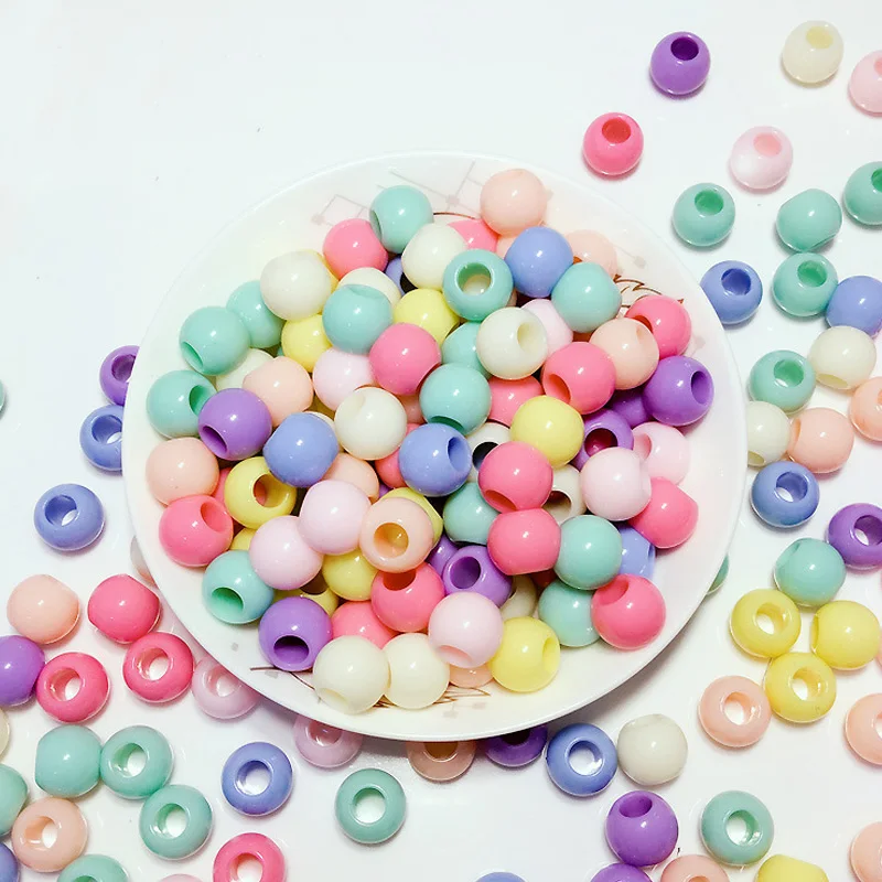 

2017 New DIY Fashion Wholesale Acrylic Jewelry Accessories Loose Round Bead 12mm Big Hole Solid Color Beads For Jewelry Making