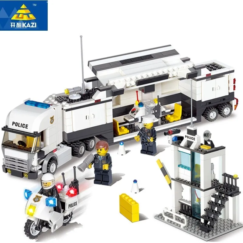 

KAZI Building Blocks Police Station Model Building Blocks Compatible City Blocks DIY Bricks Educational Toys For Children