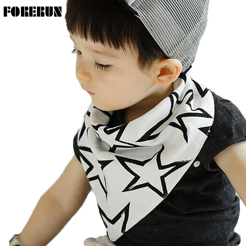 2018 Fashion Baby Bibs with Stars Button Style Boy Solid Moms Care Slabbers Pure Cotton Bandana Bib for Newborn | Детская одежда и