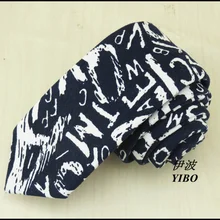 Супер красивый человек сапфир хлопчатобумажный галстук/дизайн всех видов белых букв очень модный галстук аксессуары