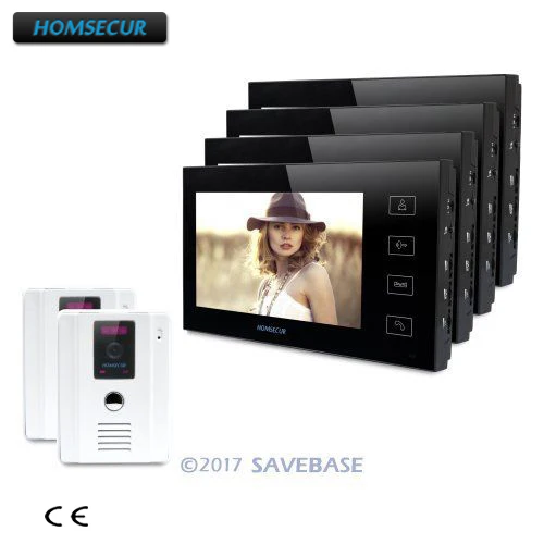 

HOMSECUR 7" Door Phone Intercom System + White Camera +Black Monitor for Corner Installation
