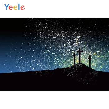 

Yeele Religion Wallaper Glitters Sky Cross Painting Photography Backdrops Personalized Photographic Backgrounds For Photo Studio