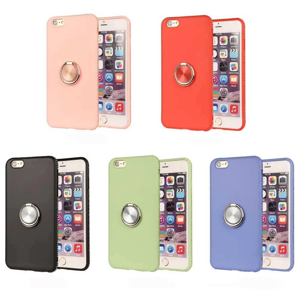 Luxury Diamond Candy Color Silicone Soft Case For iPhone 7 8 Plus XR XS MAX X 6 6S With Ring Stand Cover Fundas Shell |