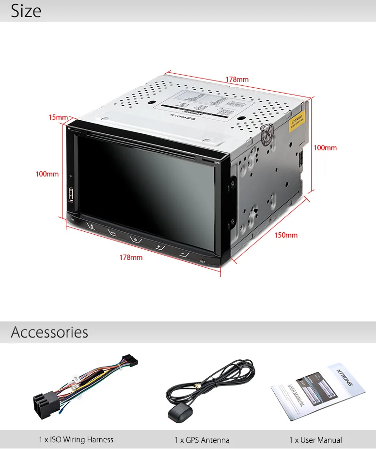 Clearance XTRONS 6.95 inch HD Digital Touch Screen 2 din Car DVD Player Bluetooth GPS Navigation Screen Mirror Stereo Radio Steering Wheel 16