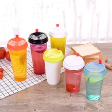 50 шт. Высококачественная Одноразовая Пластиковая Чашка 500 мл увлажнитель в форме мороженого, кофе, молока, чая, фруктового сока, чаша для напитков, толстая чашка для холодного горячего напитка с крышкой