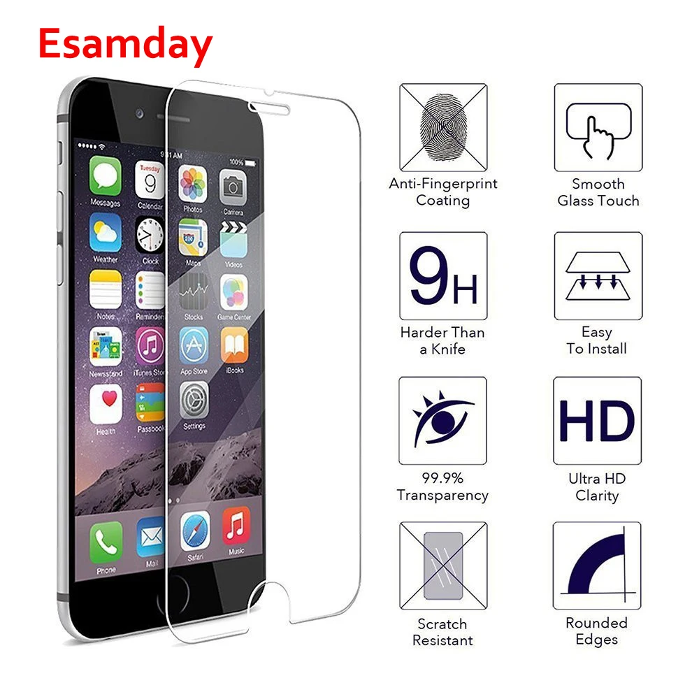 Взрывозащищенное Закаленное стекло Esamday HD для iPhone 11 Pro Max X XS MAX XR 6 6S 7 8 Plus 5 s SE