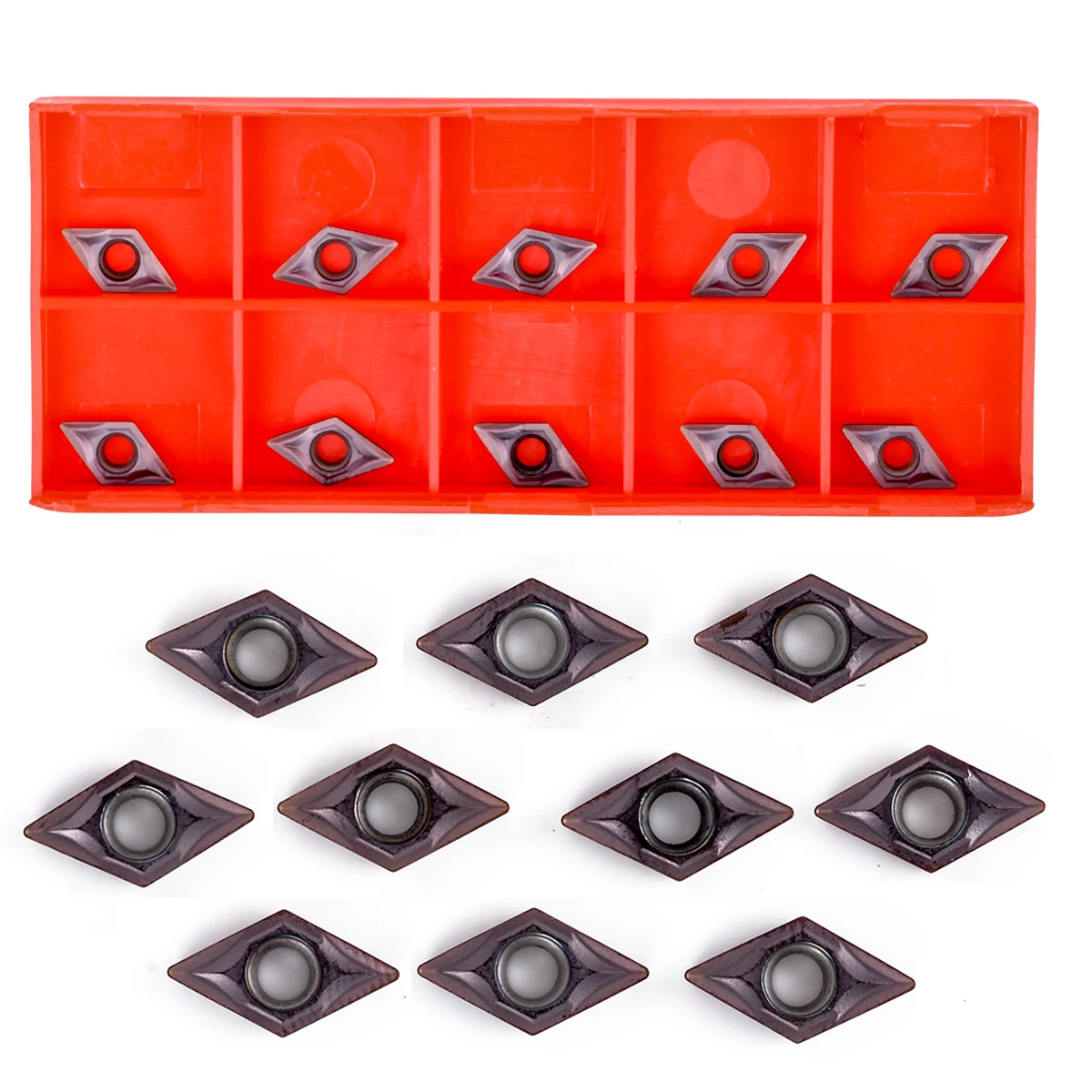 10pcs DCMT0702 YBC205 Carbide Blades 55 Degree Diamond Shape Inserts for Lathe Turning Tool Holder Boring Bar