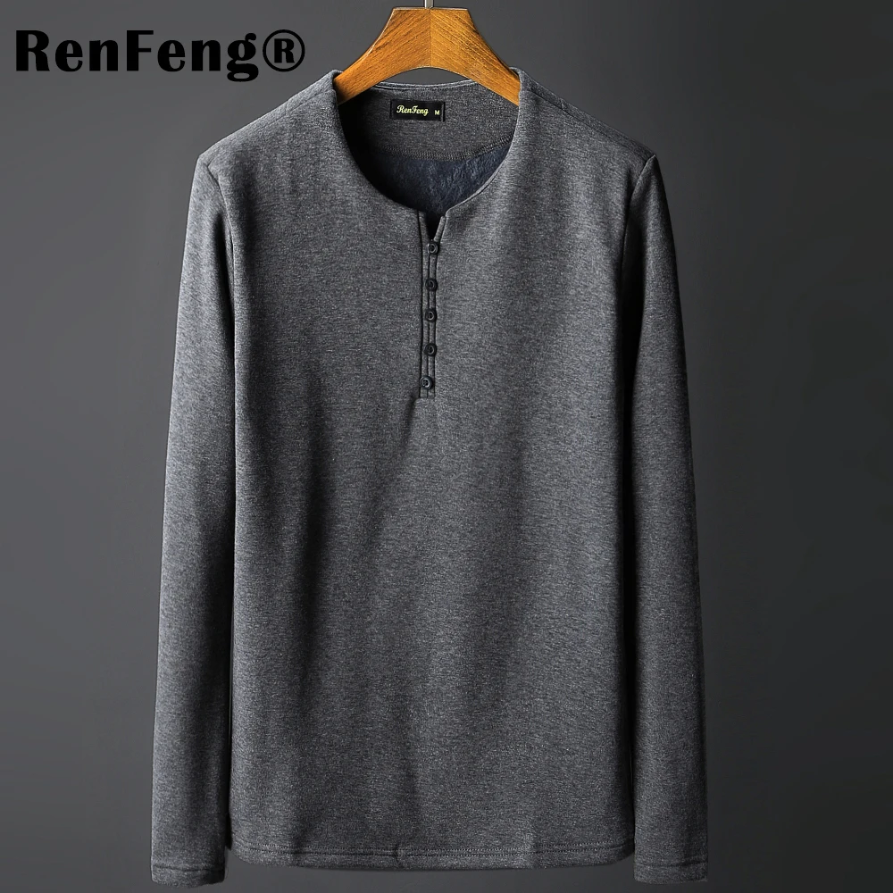 Autumn hot sell men's cotton velvet padded warm bottoming shirt Pure color long sleeve Undershirt slim men's thermal underwear (4)