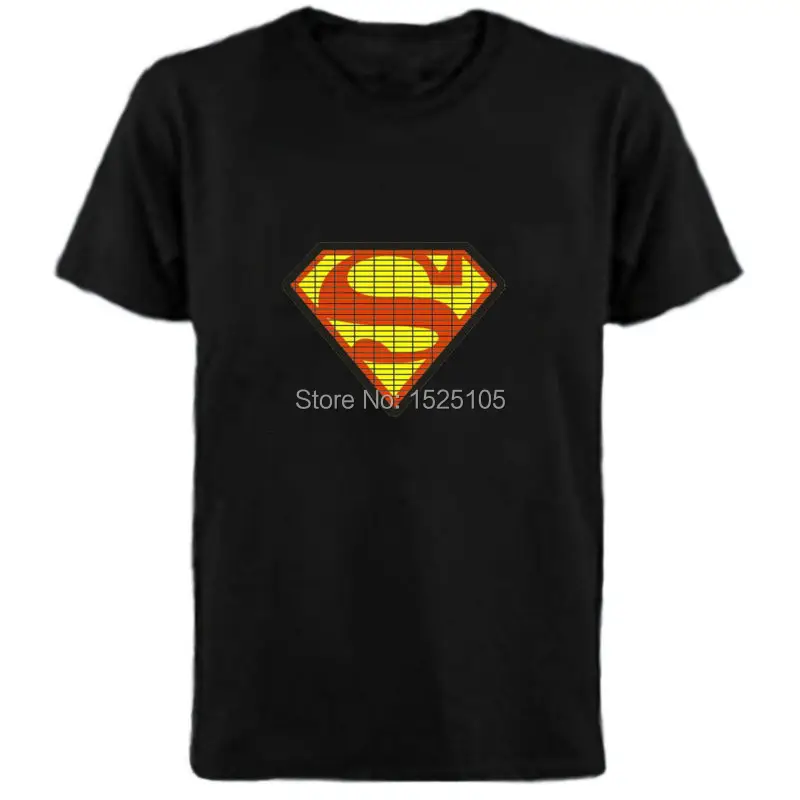 

Superman el shirt panel with sound active 4pcs AAA battery inverter free shipping
