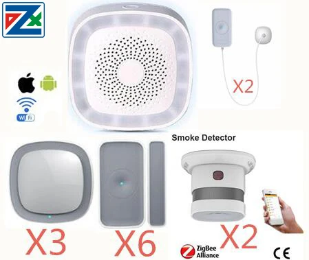 DZX Wifi Домашняя безопасность и охранная сигнализация датчик ZigBee детектор дыма