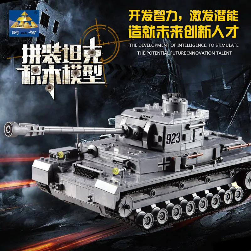 KAZI большой Танк Panzer IV 1193 шт. строительные блоки Набор строительных блоков военная