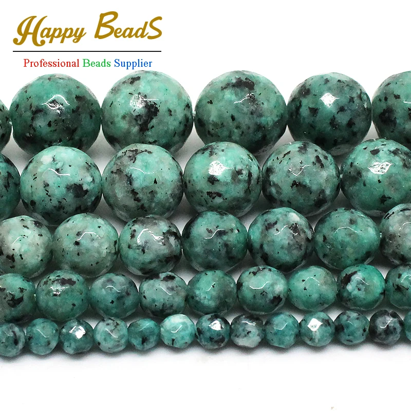 Wholesale Faceted Green spot Stone Jaspers Beads Loose Spacer Beads For