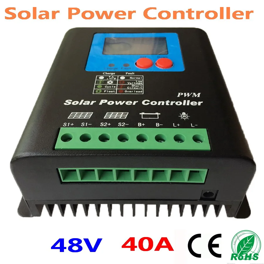48V Battery Charger Regulator for 2000W PV Solar Panels LCD Display