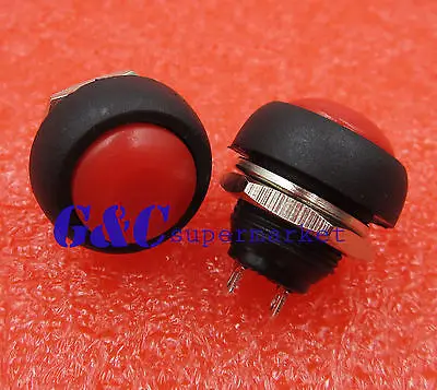 2PCS 12mm Waterproof Momentary ON/OFF Push Button Mini Round Switch Red